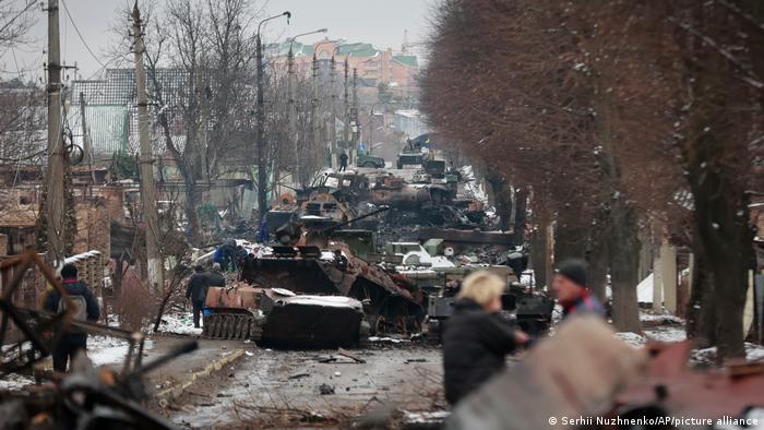 Зруйнована російська військова техніка у Бучі, 1 березня 2022 року