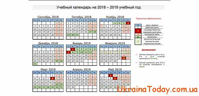 Навчальний календар 2019-2020 роках