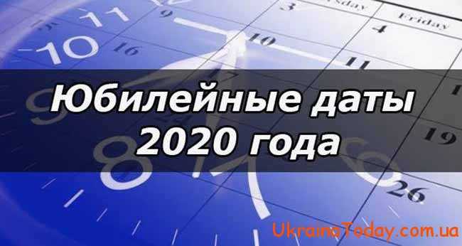Мировые юбилейные даты на 2020 год