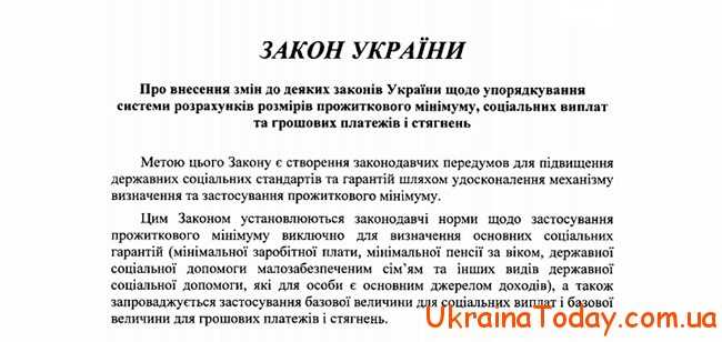 Закон України про прожитковий мінімум 