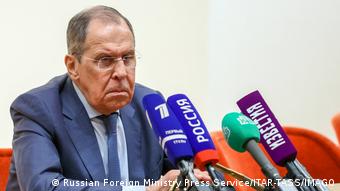 Міністр закордонних справ РФ Сергій Лавров виступає на прес-конференції