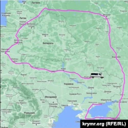 Схема маршрута Бердянск (Запорожская область) – Харьков одного из «теневых перевозчиков»