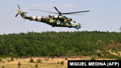 Украинский ударный вертолет Ми-24 на востоке Украины, 9 июля 2022 года