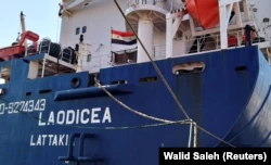 Корабль Laodicea под сирийским флагом с грузом, вероятно украинским зерном, пришвартован в порту Триполи на севере Ливана, 29 июля 2022 года