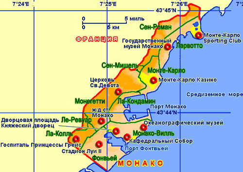 карта Монако 