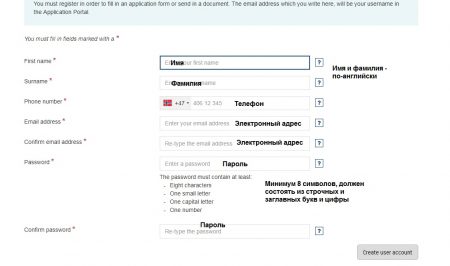 Процес реєстрації на сайті візового порталу Норвегії