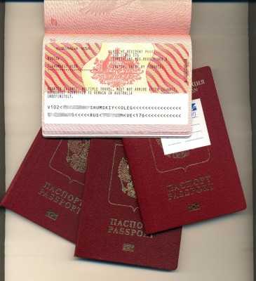 Австралійська віза в закордонний паспорт РФ.