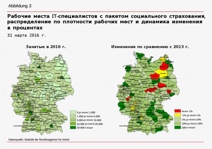 Робочі місця IT-фахівців з регіонів Німеччини