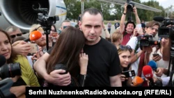 Олег Сенцов в Киеве после обмена удерживаемыми лицами, 7 сентября 2019 года