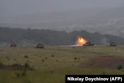 Американские танки Abrams на военных НАТО учениях в Европе.  31 мая 2021 года