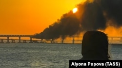 Пожар на Керченском мосту в Керченском проливе, 8 октября 2022 года